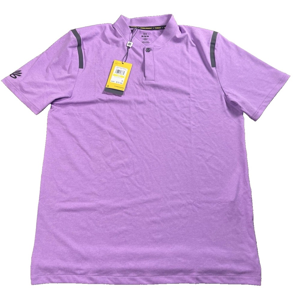 Under Armour UA Steph Curry Splash Golf Polo Shirt Purple Size Medium M NWT